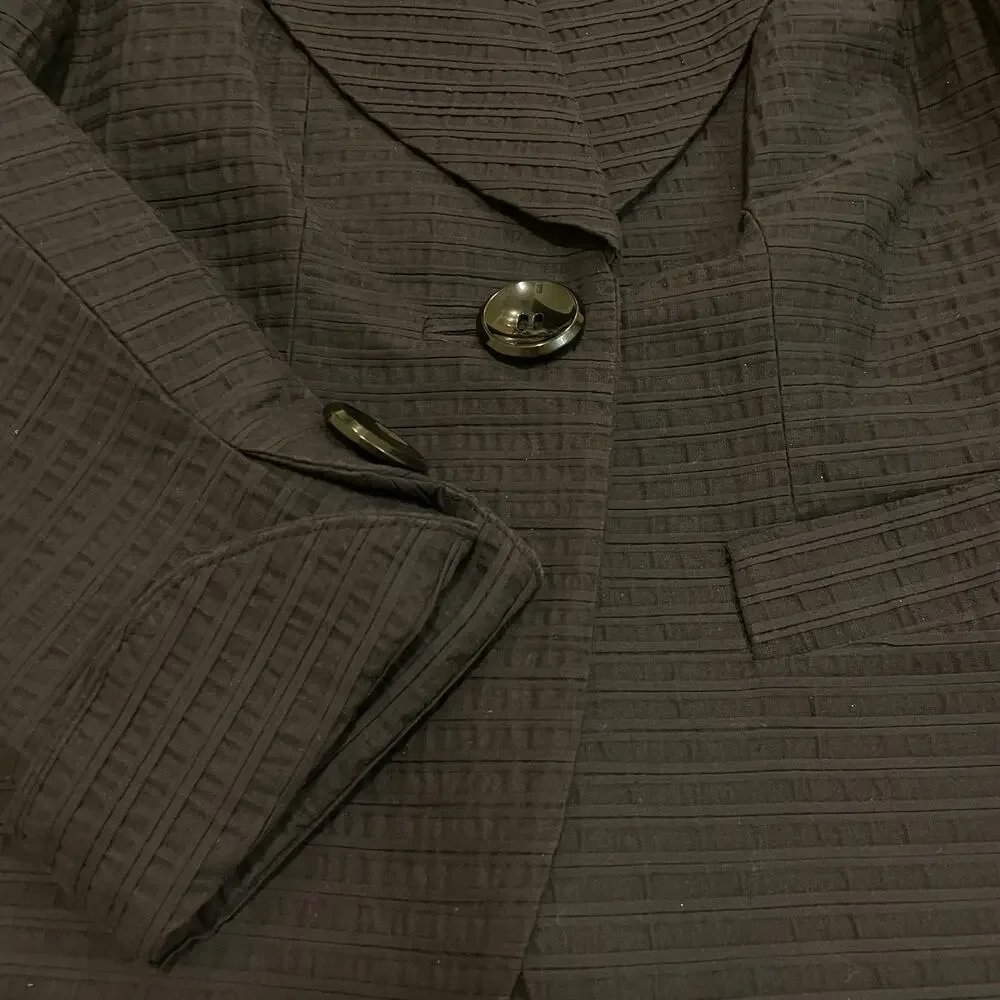 Charles Chang-Lima Women’s 6 Black Navy Blazer | Textured Cotton Wool, USA
